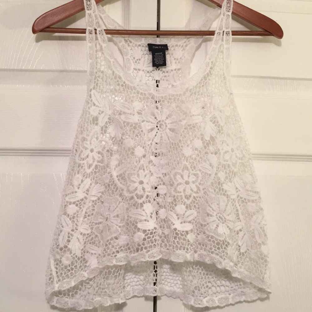 White lace crop top